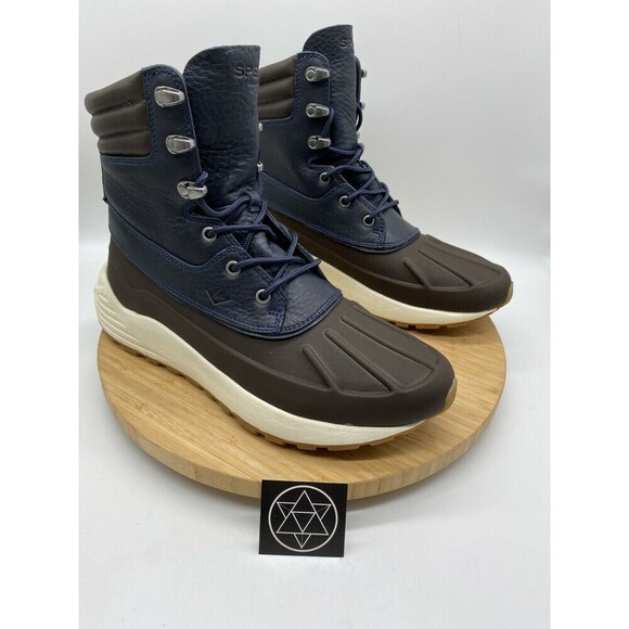 Sperry Boot Mens 9.5 Brown Blue Hiking Duck Hunting Waterproof Shoes STS23014 - Picture 1 of 12
